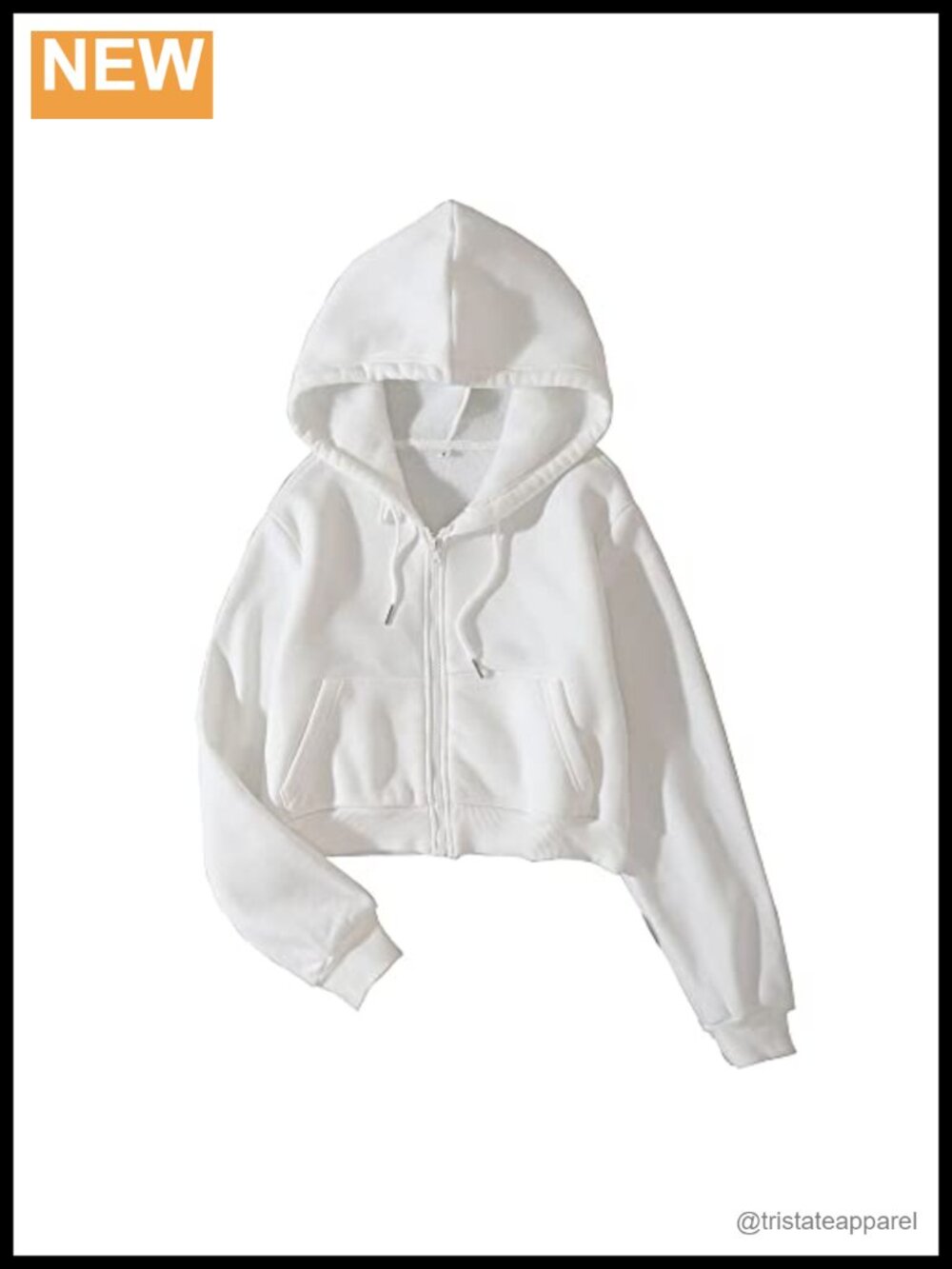 Fleece Full Zip Cropped Hoodie Drawstring Hooded Sweatshirt with Pockets